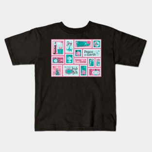 Atomic Cafe MidCentury Holiday Stamps 2 Kids T-Shirt